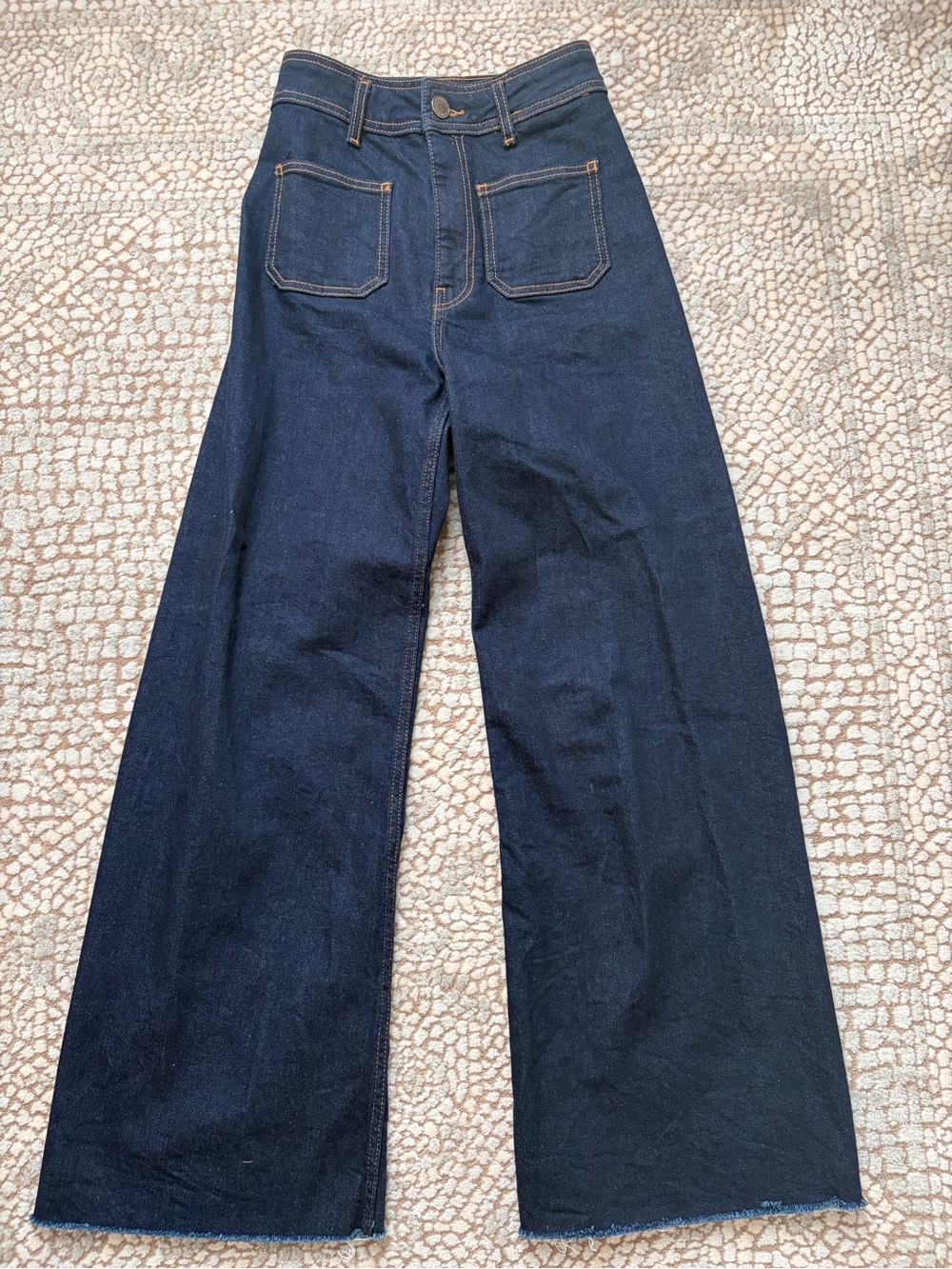 Zara Dark Blue High-Rise Wide-Leg Jeans